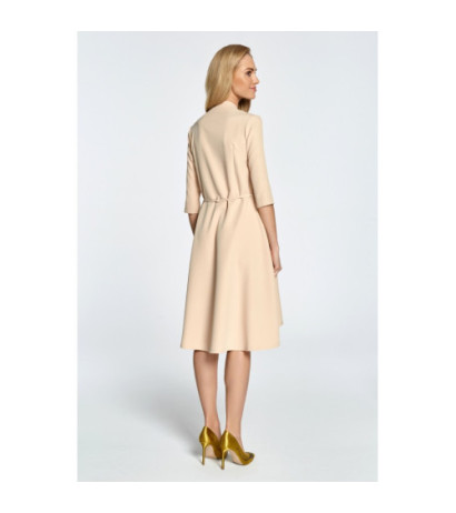 S099 Overlap midi dress with tunnel - beige