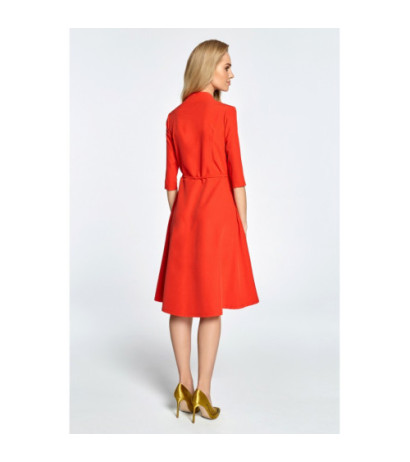 S099 Overlap midi dress with tunnel - red