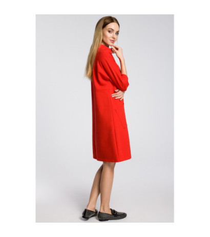 M353 Oversize dress with slanted pockets - red