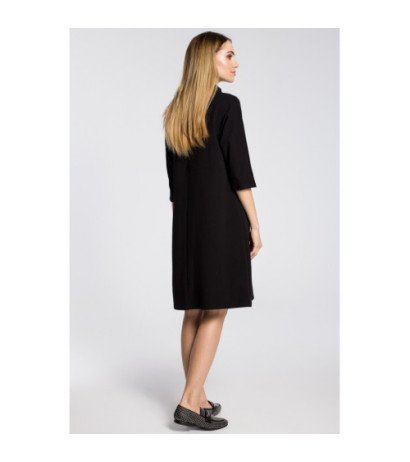 M353 Oversize dress with slanted pockets - black