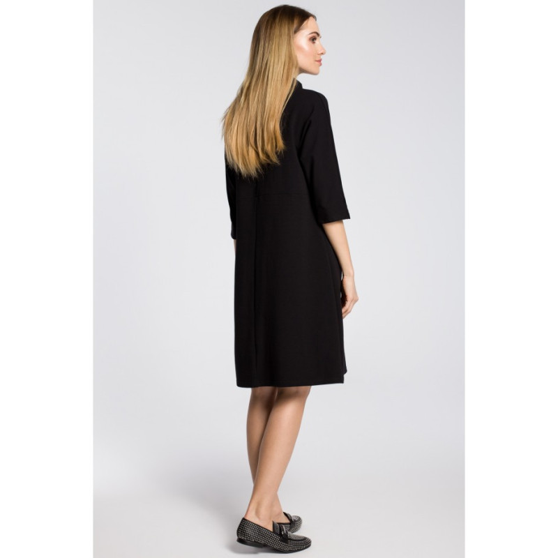 M353 Oversize dress with slanted pockets - black