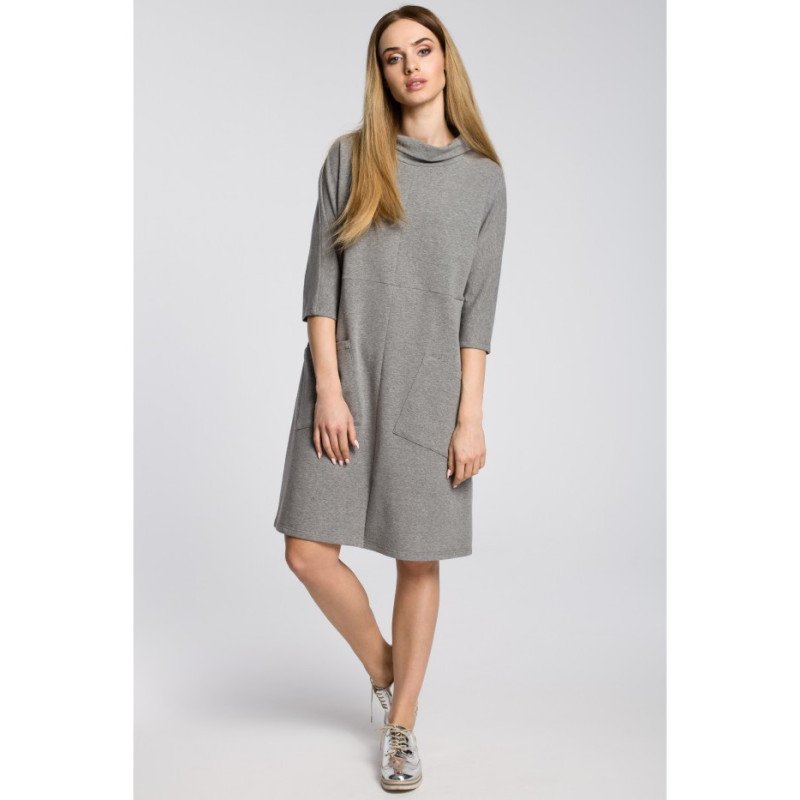 M353 Oversize dress with diagonal pockets - grey