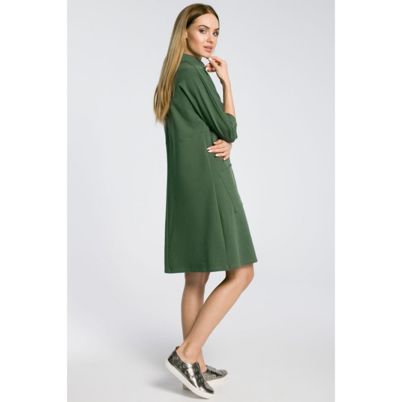 M353 Oversize dress with slanted pockets - military green