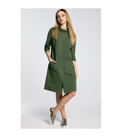 M353 Oversize dress with slanted pockets - military green