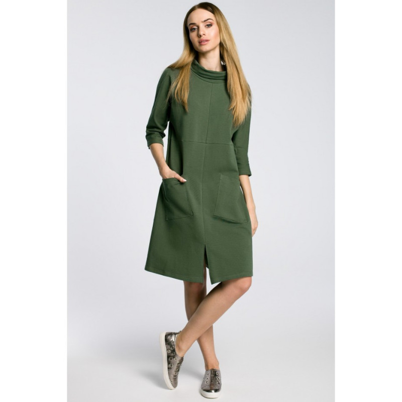 M353 Oversize dress with slanted pockets - military green