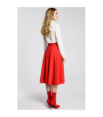 M367 Flared midi skirt with belt - red