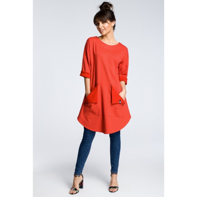 B064 Dress with lined pockets - red