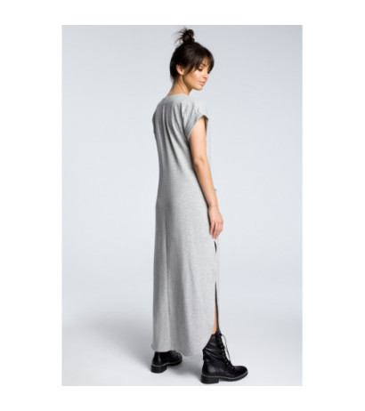 B065 Maxi dress with side slits - gray