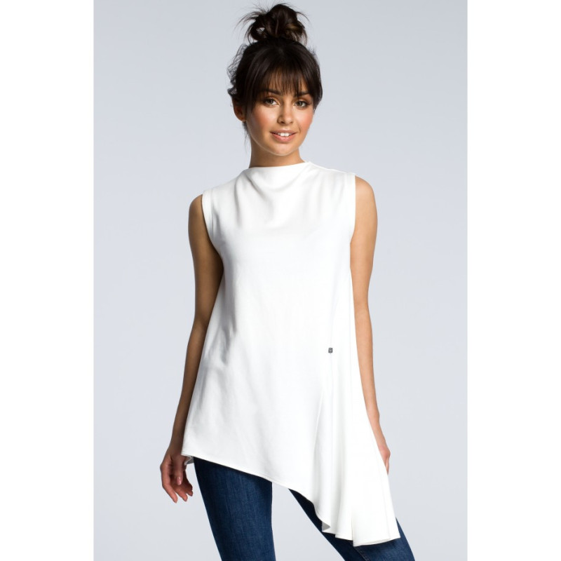 B069 Asymmetrical sleeveless blouse - ecru