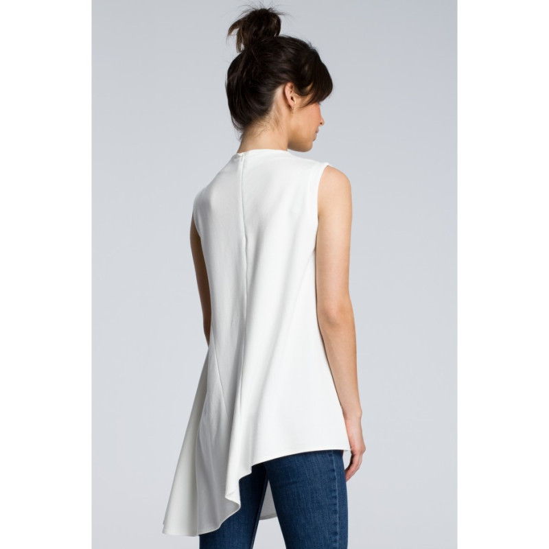 B069 Asymmetrical sleeveless blouse - ecru