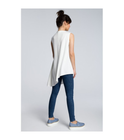 B069 Asymmetrical sleeveless blouse - ecru