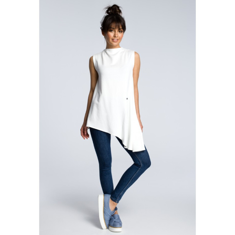 B069 Asymmetrical sleeveless blouse - ecru