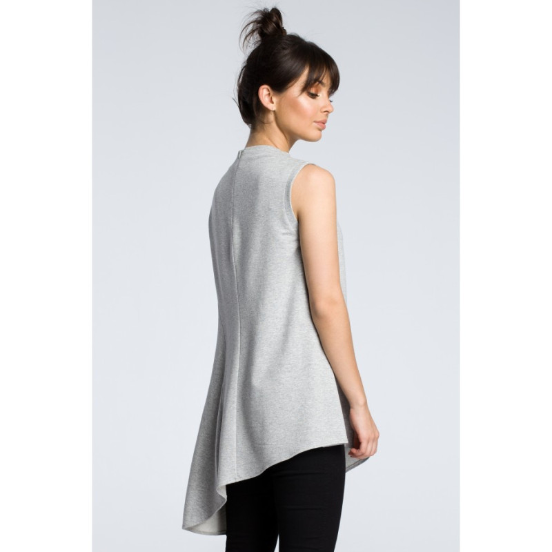 B069 Asymmetrical sleeveless blouse - gray