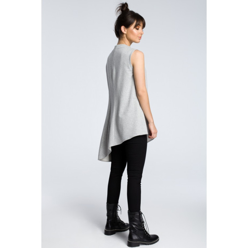 B069 Asymmetrical sleeveless blouse - gray