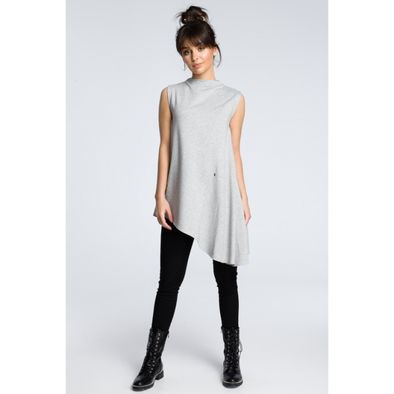 B069 Asymmetrical sleeveless blouse - gray