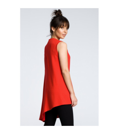 B069 Asymmetrical sleeveless blouse - red