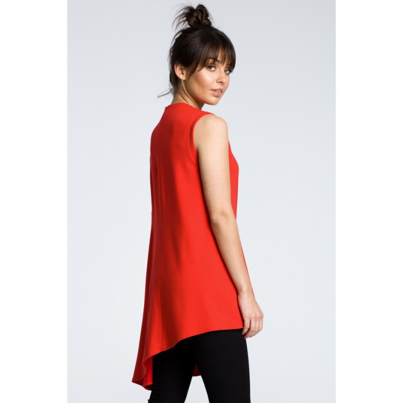 B069 Asymmetrical sleeveless blouse - red