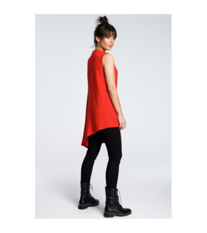 B069 Asymmetrical sleeveless blouse - red