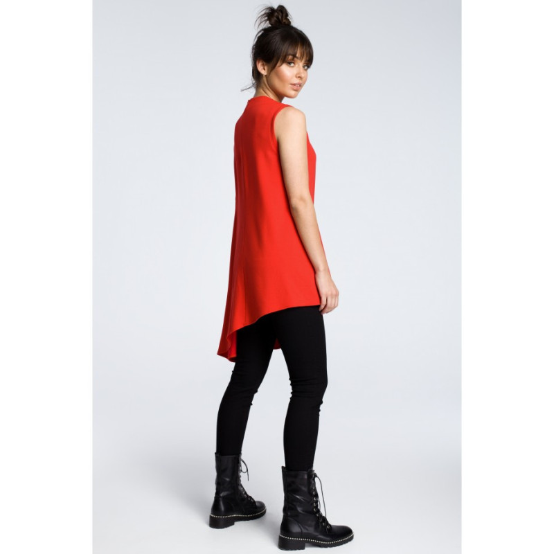 B069 Asymmetrical sleeveless blouse - red