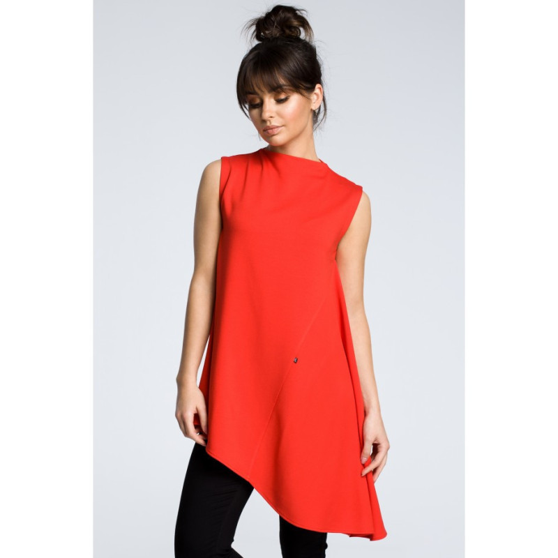 B069 Asymmetrical sleeveless blouse - red