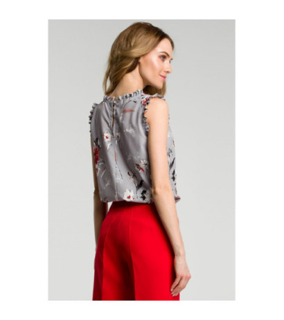 M384 Blouse with frills - gray