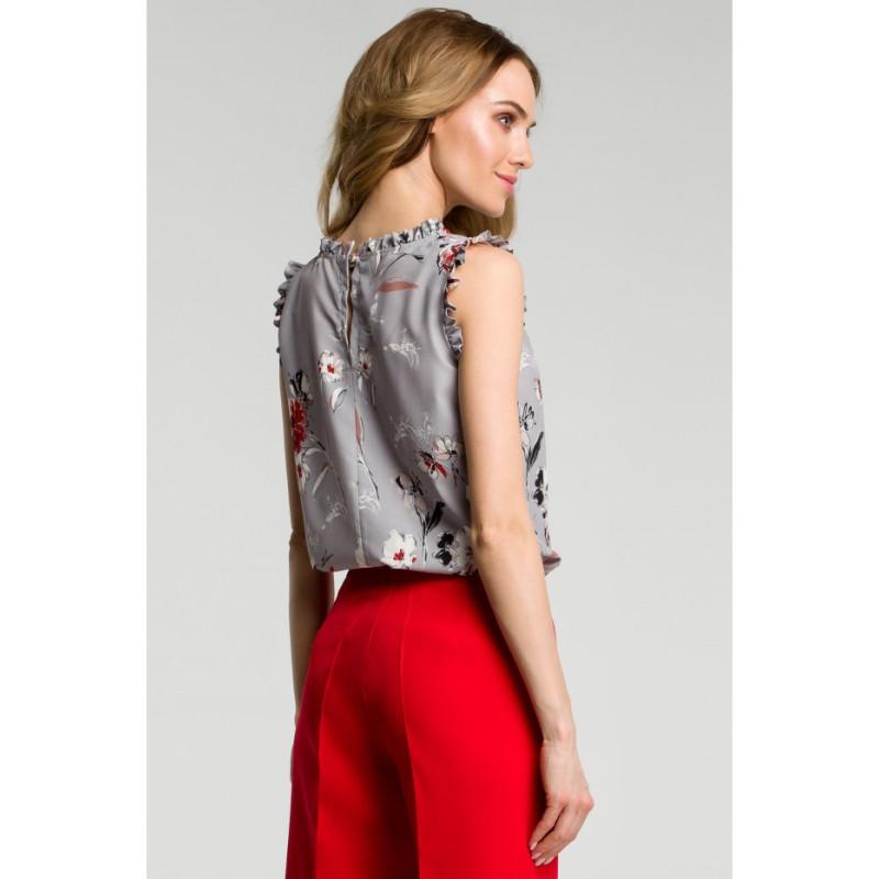 M384 Blouse with frills - gray