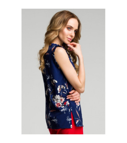 M384 Blouse with frills - navy blue