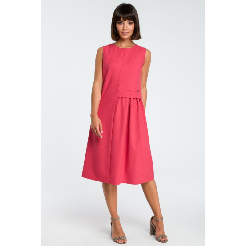 B080 Sleeveless flowy midi dress - pink