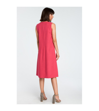 B080 Sleeveless flowy midi dress - pink