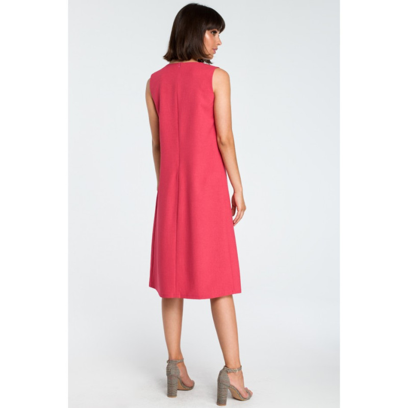 B080 Sleeveless flowy midi dress - pink