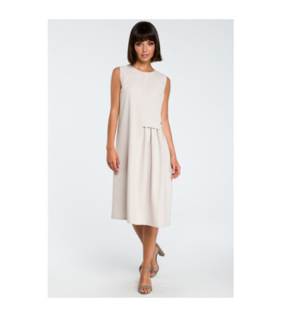 B080 Sleeveless flowy midi dress - beige