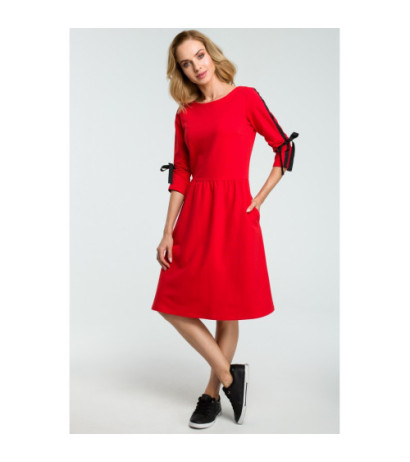 M388 Blush dress with tied sleeves - red