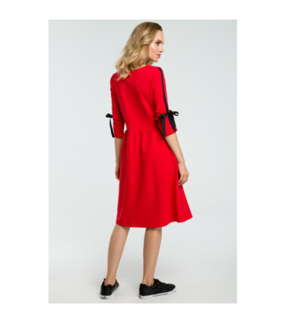 M388 Blush dress with tied sleeves - red