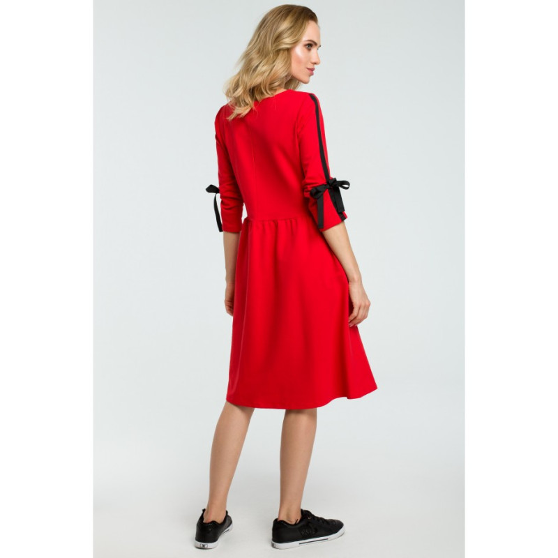 M388 Blush dress with tied sleeves - red