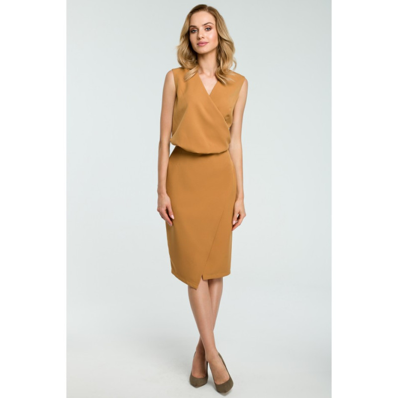 M395 Office dress with tab - cinnamon