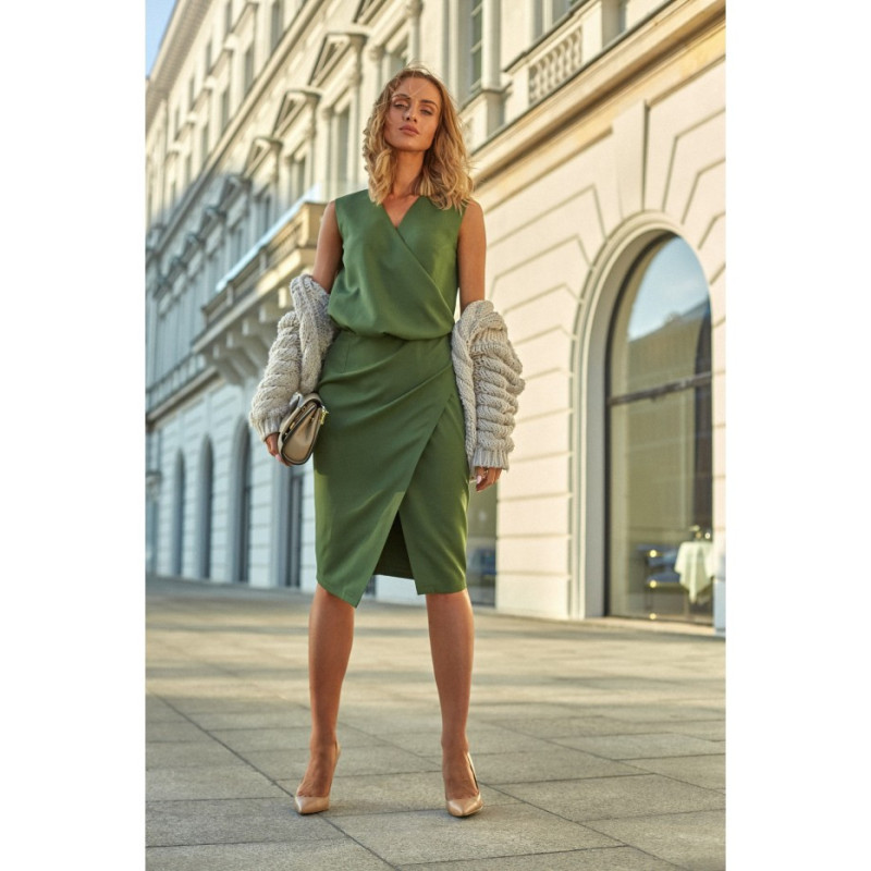 M395 Office dress with tab - green