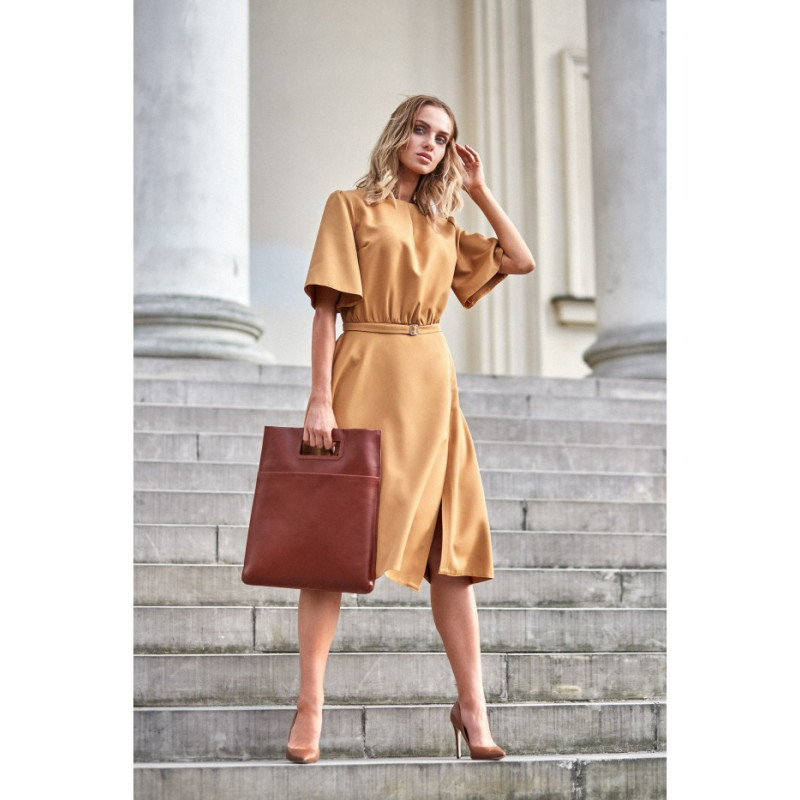 M396 Blush dress with belt - cinnamon