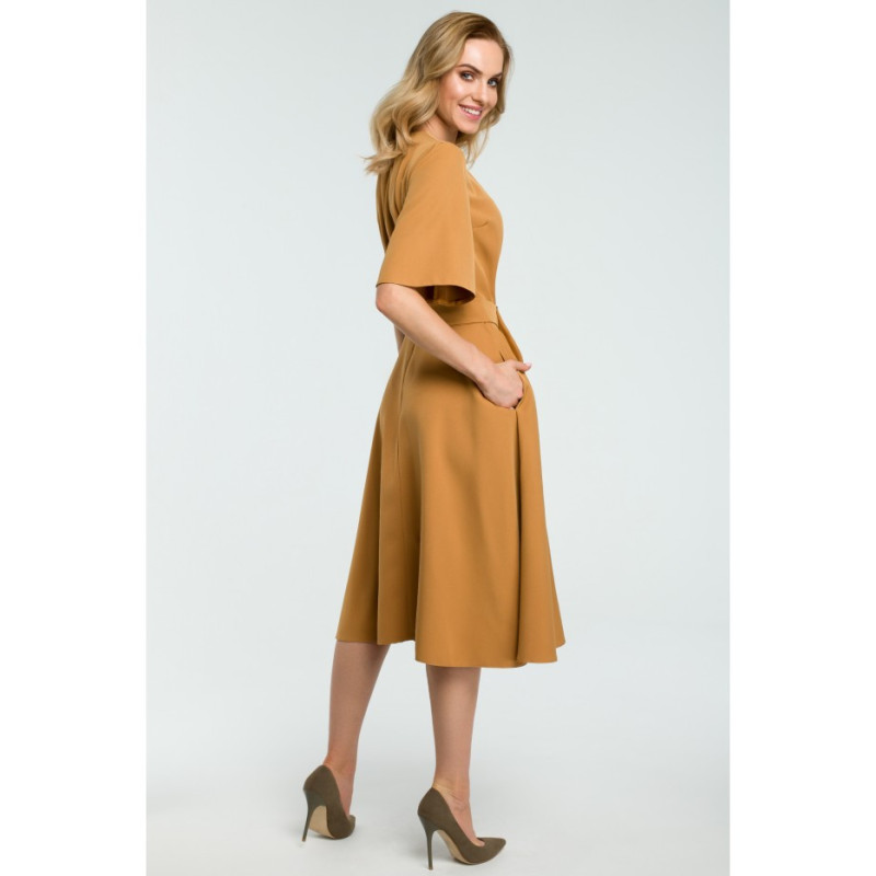 M396 Blush dress with belt - cinnamon