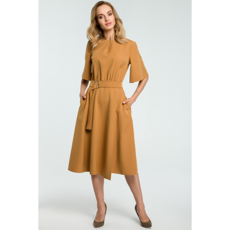 M396 Blush dress with belt - cinnamon