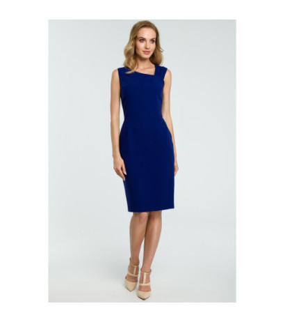 M397 Elegant pencil dress with slit - cornflower blue