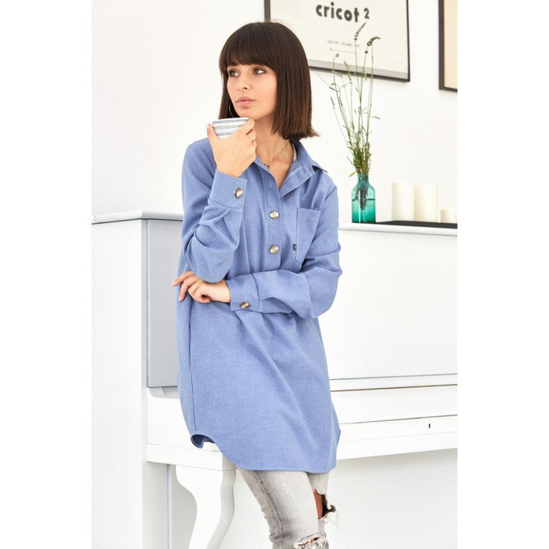 B086 Shirt tunic with collar - blue