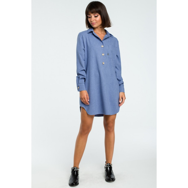 B086 Shirt tunic with collar - blue