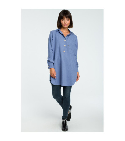 B086 Shirt tunic with collar - blue