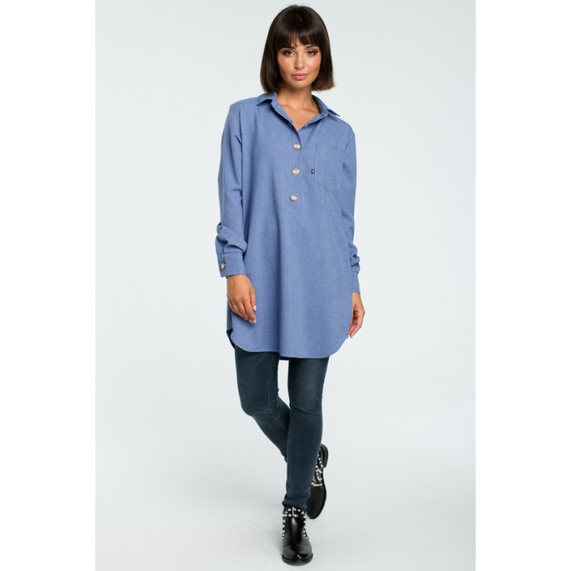 B086 Shirt tunic with collar - blue