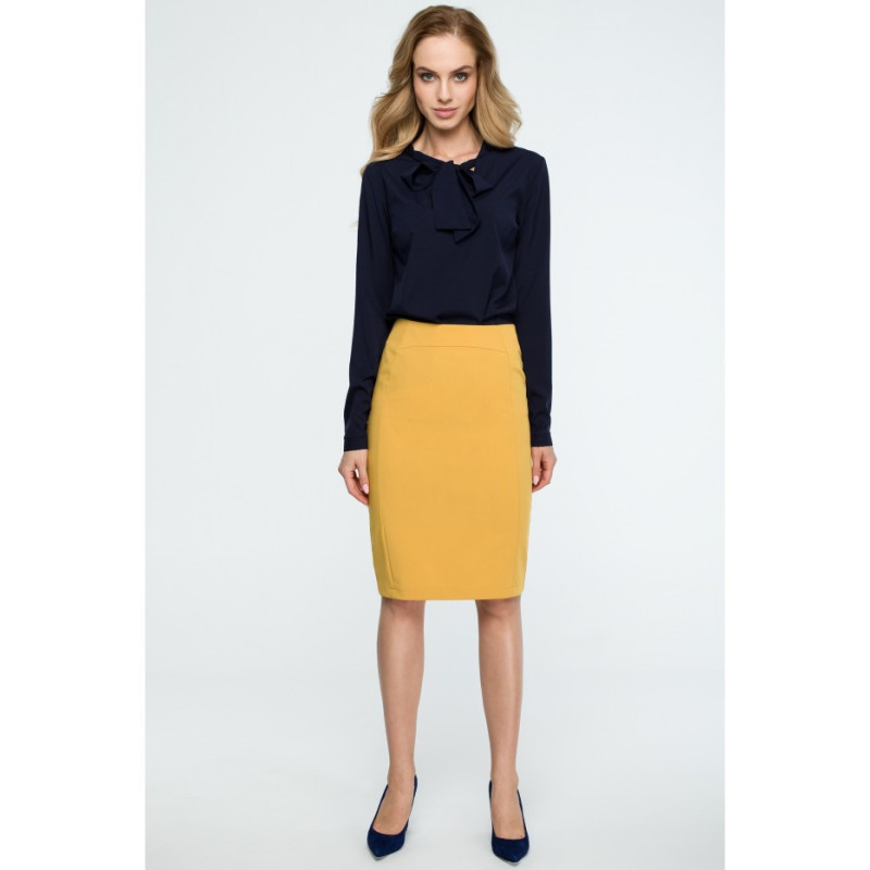 S131 Straight pencil office skirt - yellow