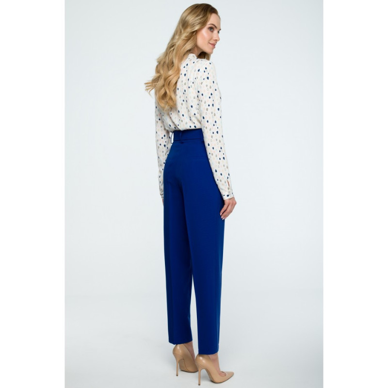 S124 High-waisted pants with belt - cornflower