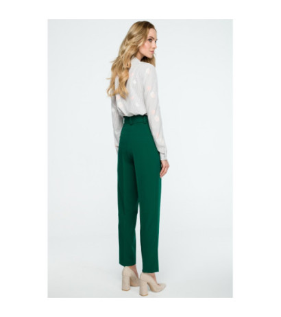 S124 High-waisted pants with belt - green