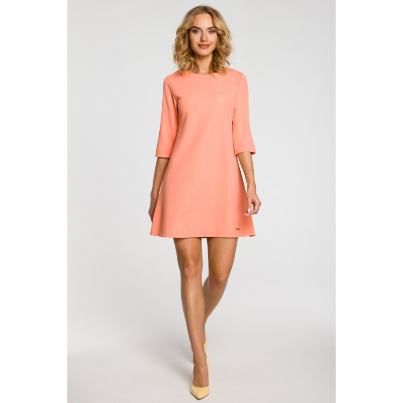 M029 Smooth tunic trapeze dress - coral