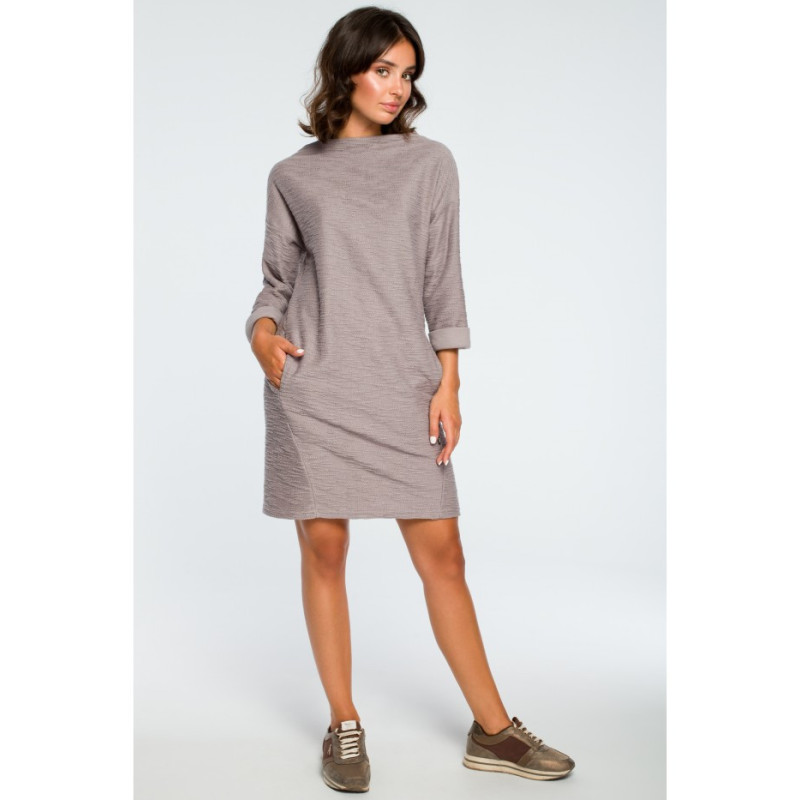 B096 Dress with pockets on the front - gray