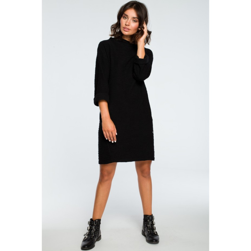 B096 Dress with pockets on the front - black